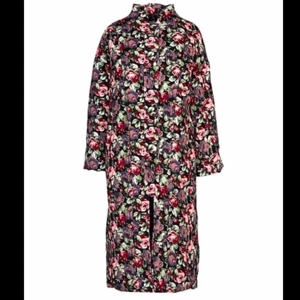 WEILI ZHENG Runway Velvet Floral Button Front Maxi Dress Duster Coat Large - Picture 11 of 13